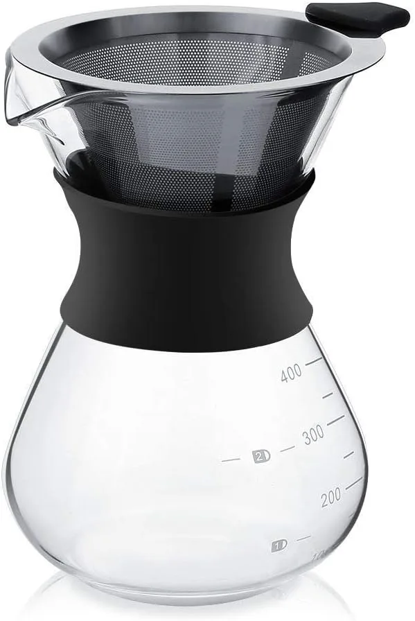 YunNasi Pour Over de Vidrio con Filtro Permanente, 400 ml