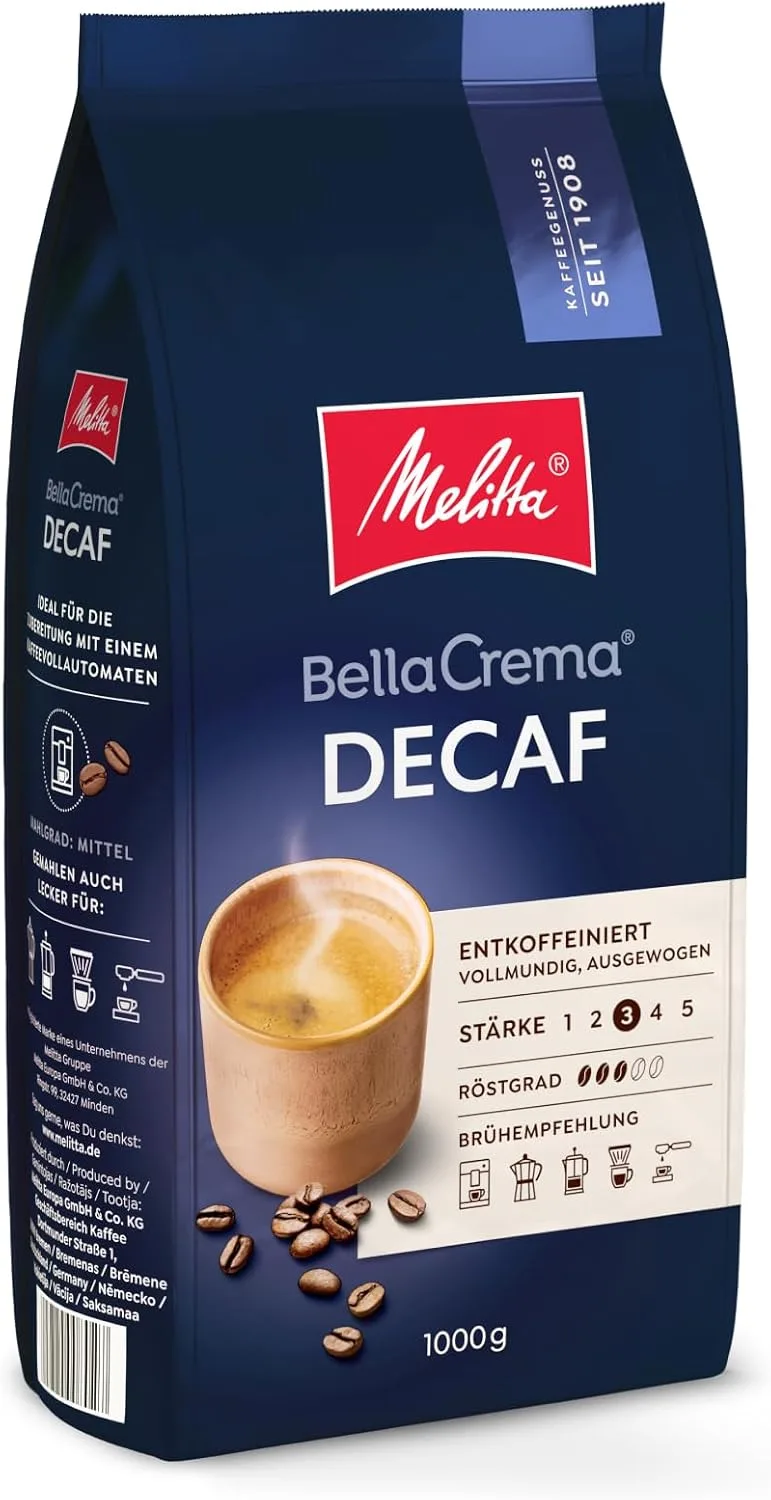 Melitta BellaCrema – Café en Grano Descafeinado (1 kg)